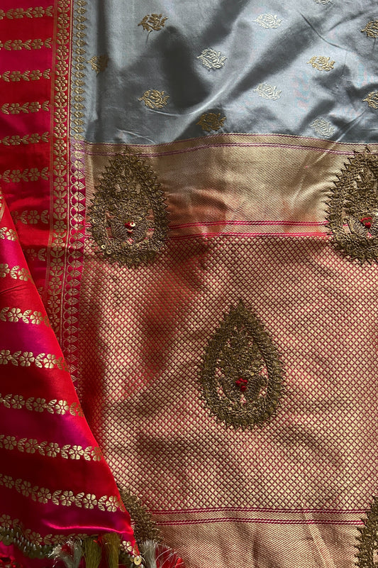 handwoven embroidered banarasi silk saree